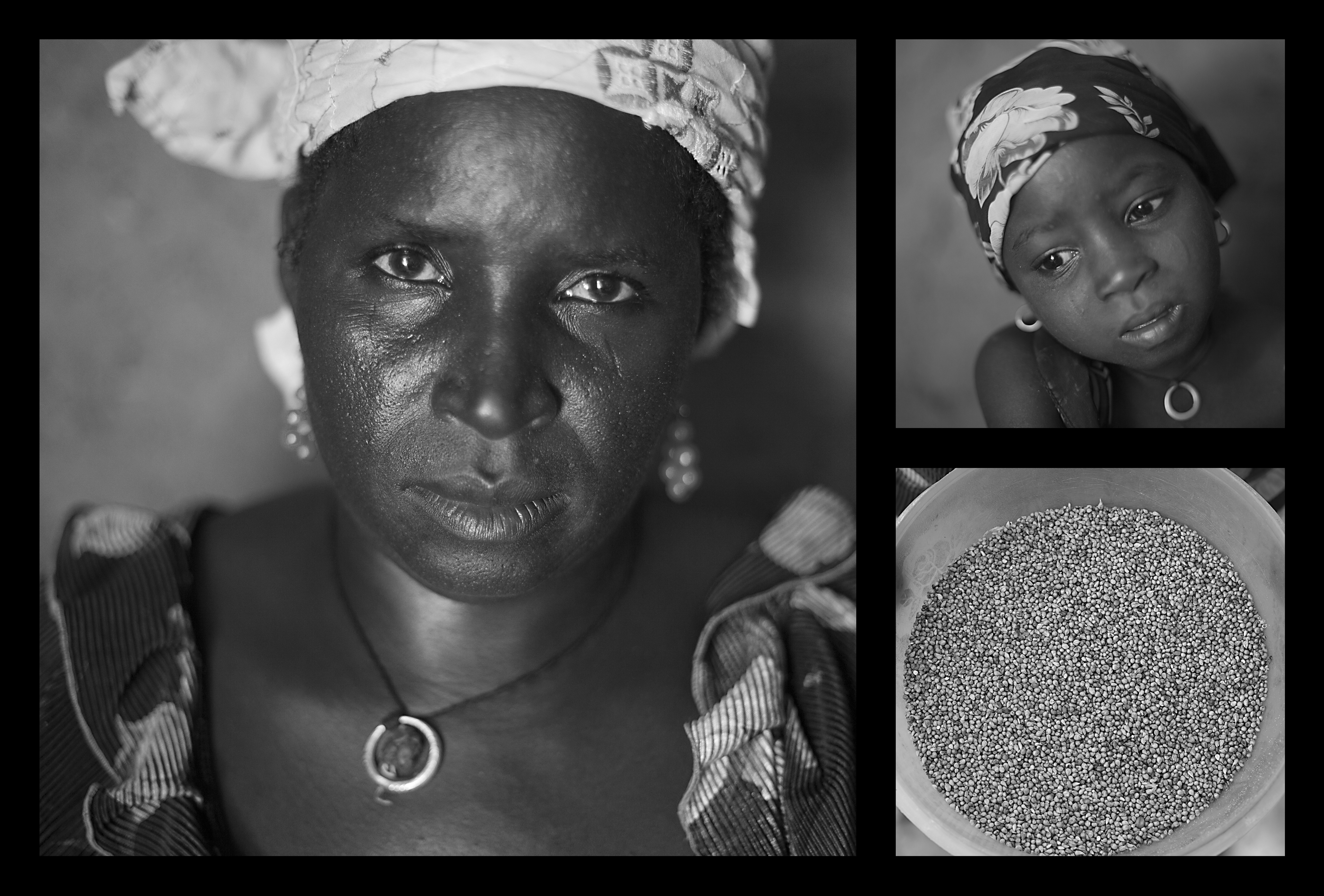 Portraits of mothers/grandmothers, children/grandchildren, and food (triptychs)