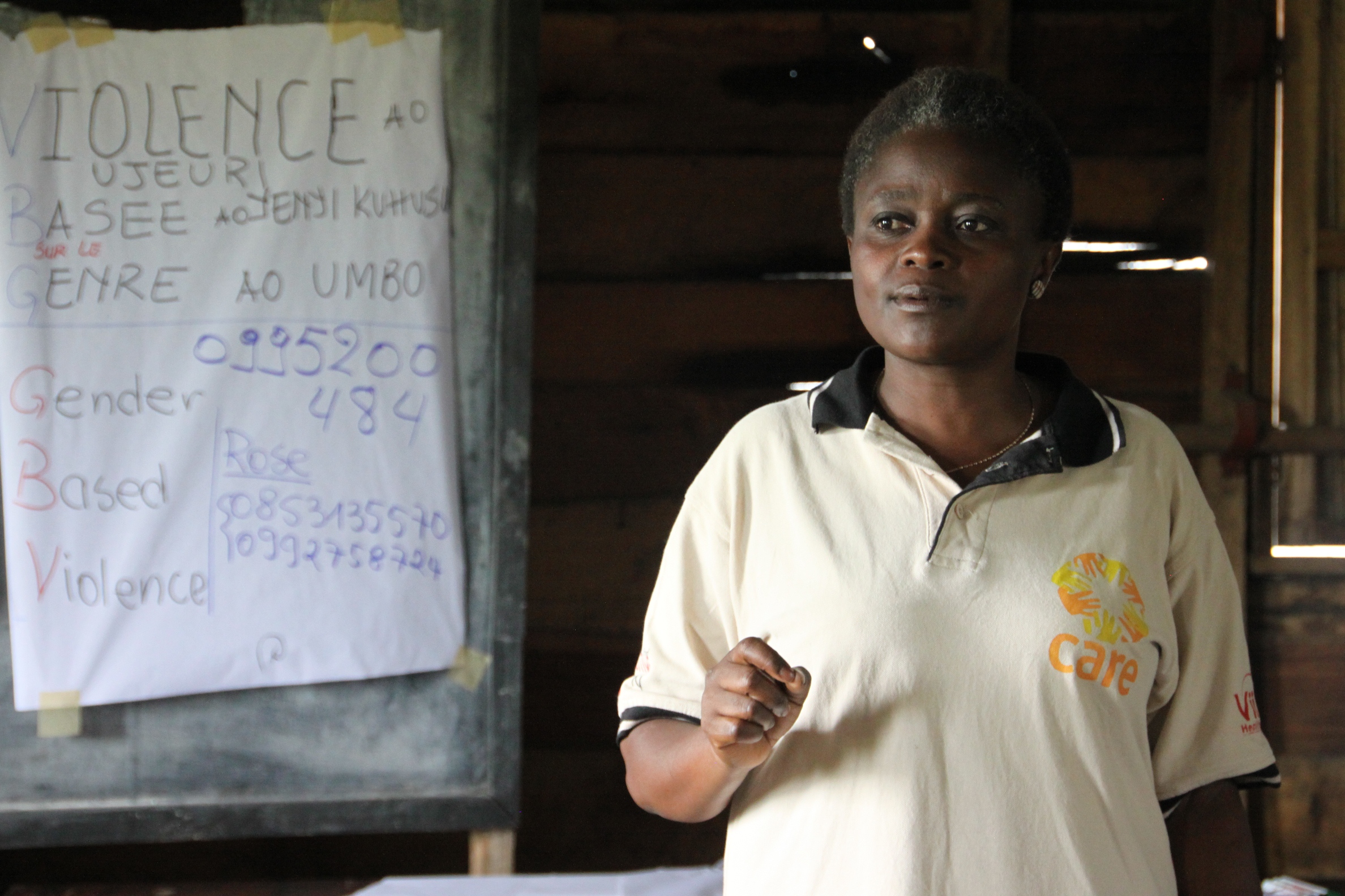 Rose Vive is a CARE staff member in Goma, DRC. She is responsible for a project that uses a community based approach to combat sexual violence and empower women to take care for themselves and their families (Photo: CARE/Sabine Wilke)