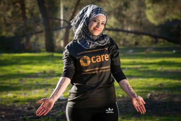 Maram ran Dead2Red for Syrian university students. ©CARE/Wolfgang Gressmann