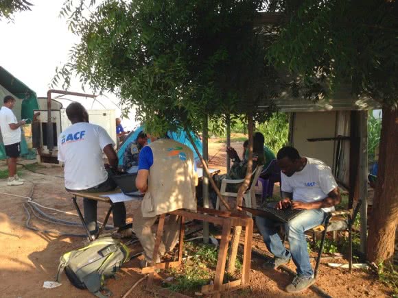 Wireless acces at Bentiu Protection of Civilian Area (PoC). CARE/Sandra Bulling