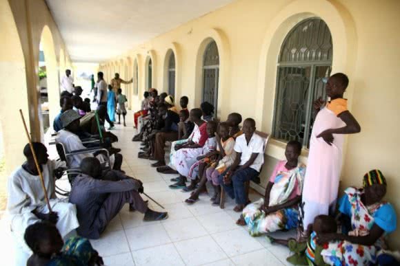 Patients at the waiting at the Pariang health center