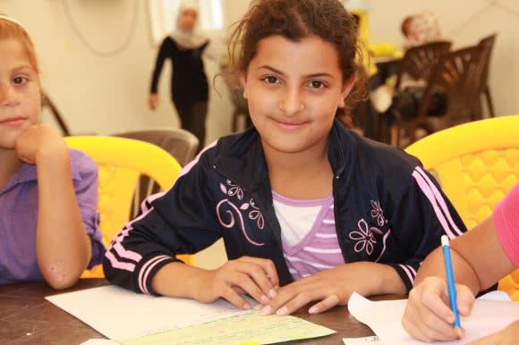 Zeinah* (15), a student at Jordan's Azraq camp's school.