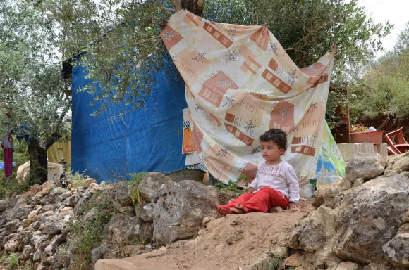 Basic improvised camp in the Mount Lebanon area