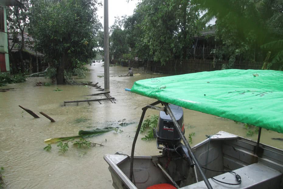 Flooded street in Myanmar