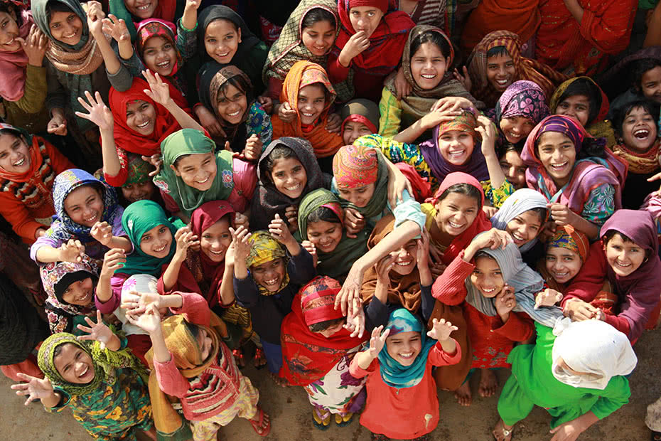 Anusha and her friends in their remote northern Indian village.