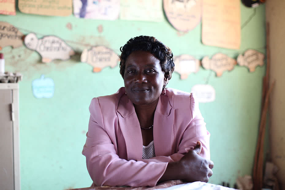 A teacher in her classroom in Zimbabwe.