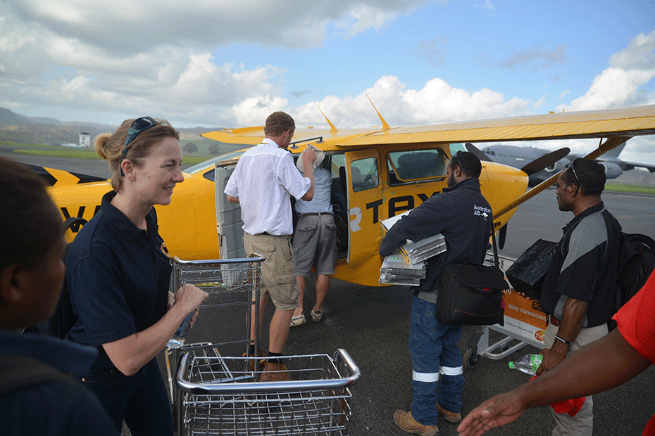 CARE’s Charlie Damon during Cyclone Pam response efforts.