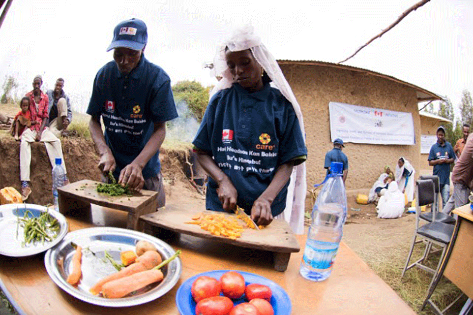 People prepare a nutrition meal.
