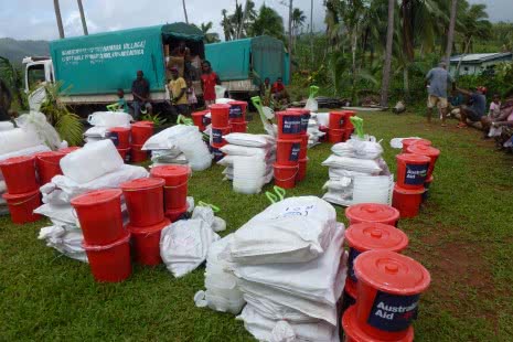 Nalawa District, Nawairuku Village, Emergency WASH and Shelter Kits ready to be distributed. Credit Siobhan Talty 21 April 2016 JPG